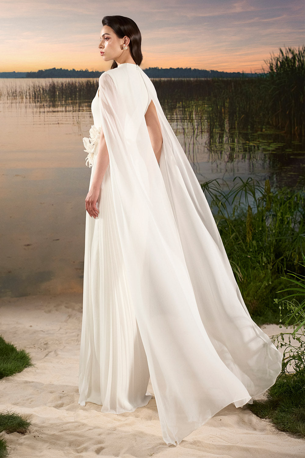 Tracy Studio, Floral Draped Cape Gown | Esposa