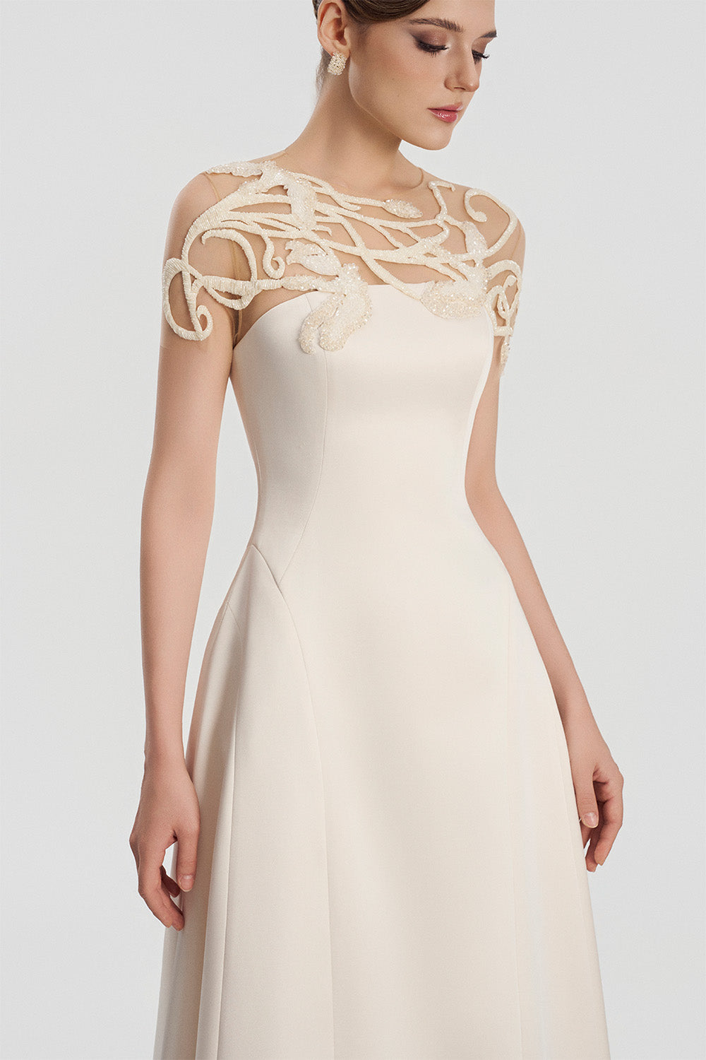 Tracy Studio, Illusion Embroidered Evening Gown | Esposa