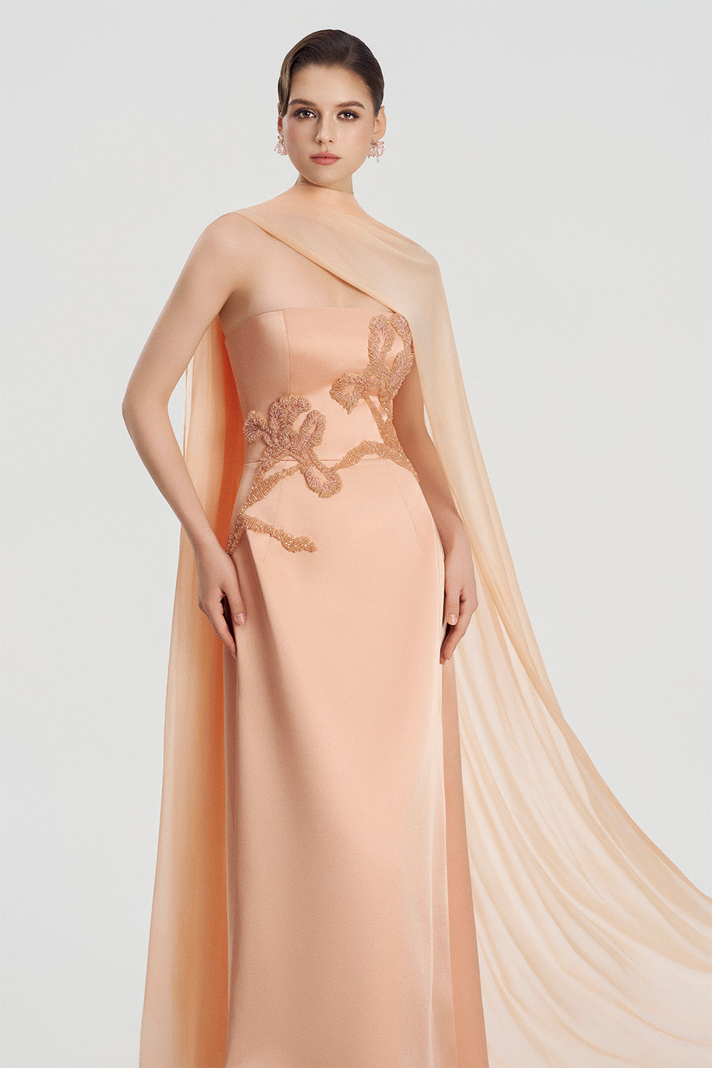 Tracy Studio, Sheer Drape Evening Gown | Esposa