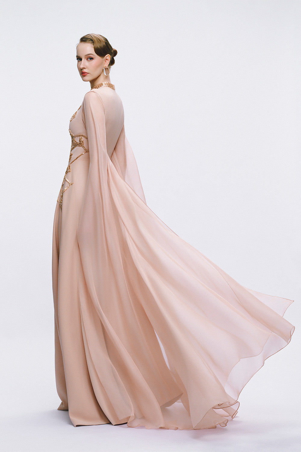 Tracy Studio, Embroidered Cape Gown | Esposa