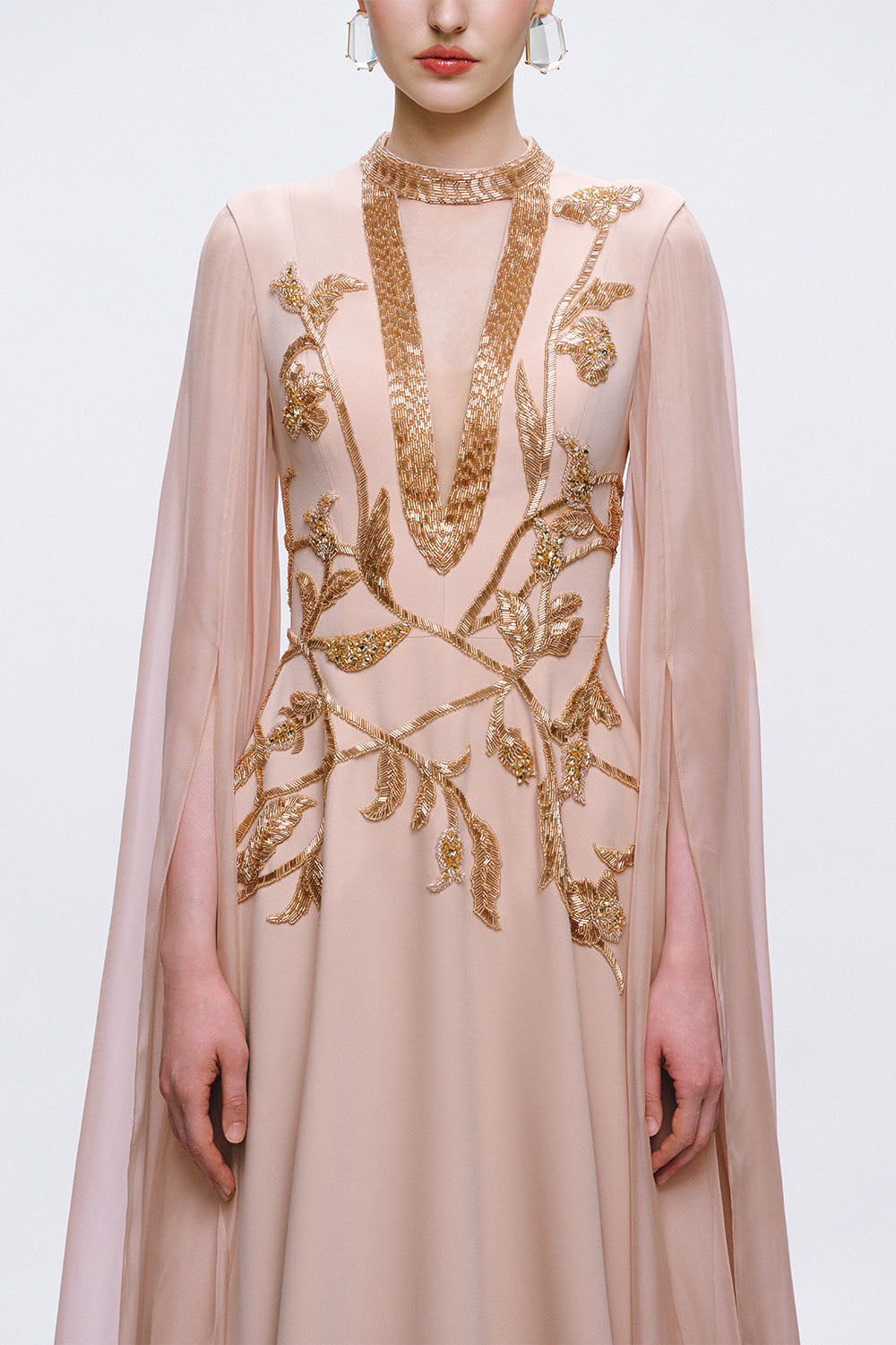 Tracy Studio, Embroidered Cape Gown | Esposa