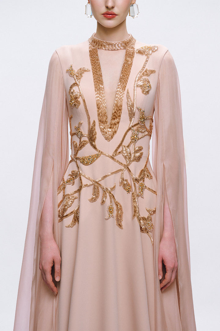 Tracy Studio, Embroidered Cape Gown | Esposa