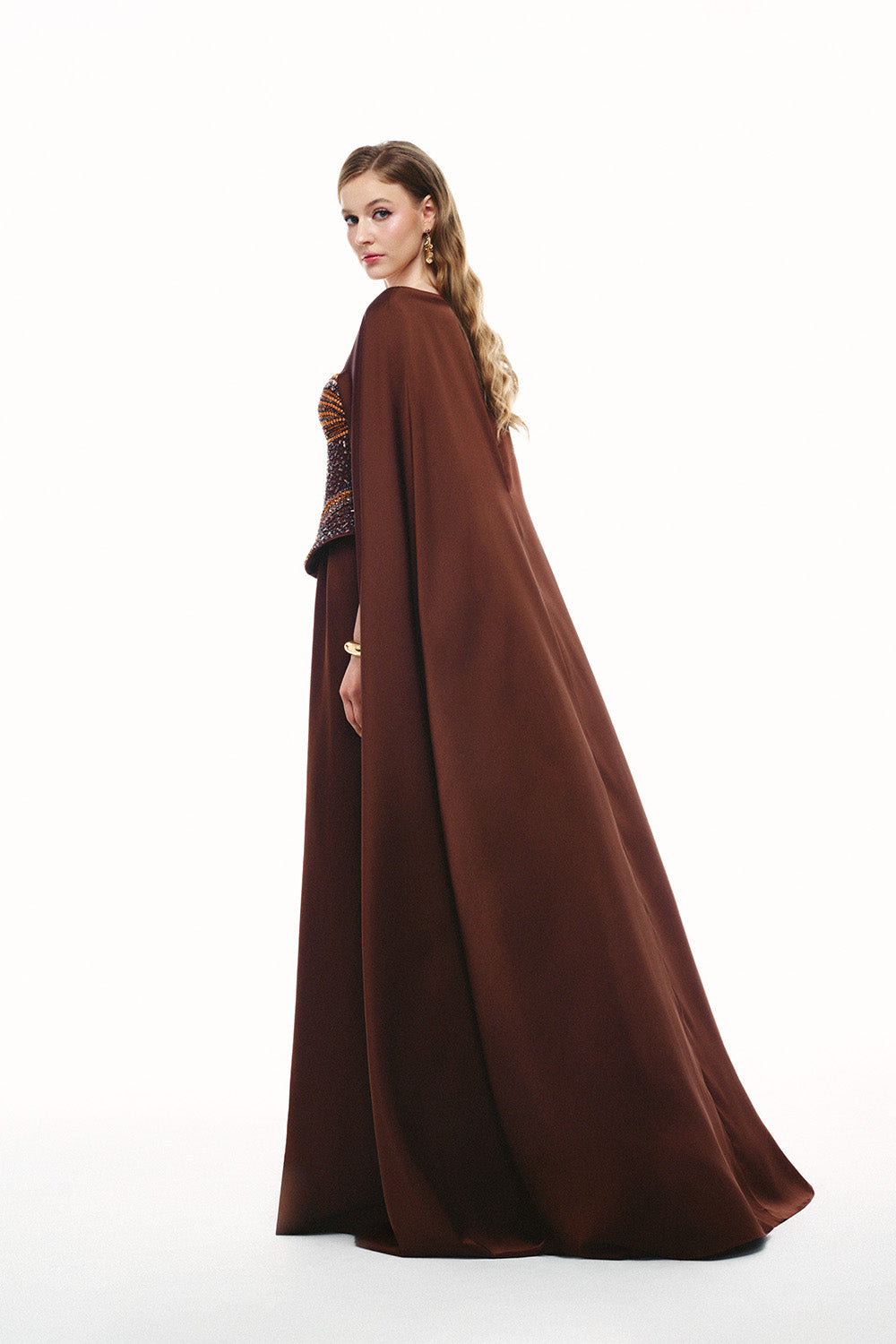 Tracy Studio, Embellished Corset Cape Gown | Esposa