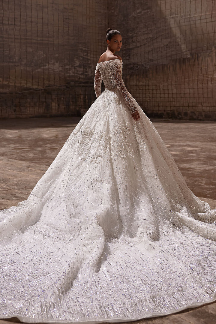 Milla Nova, Beaded Sleeved Gown | Esposa