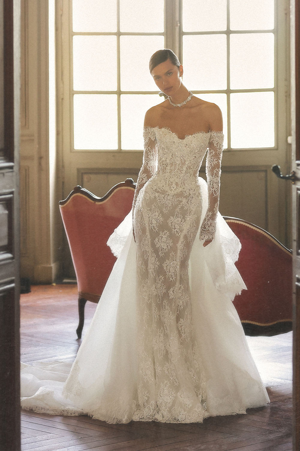 Wona Concept, Encore, Romantic Lace Off-Shoulder Bridal Gown | Esposa