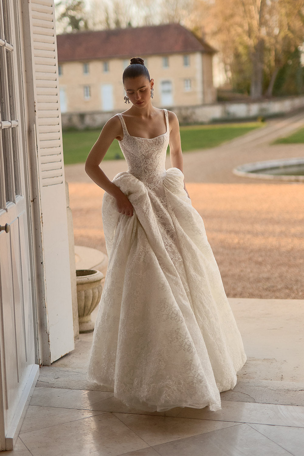 Wona Concept, Marion, Statuesque Square-Neck Lace Ball Gown | Esposa