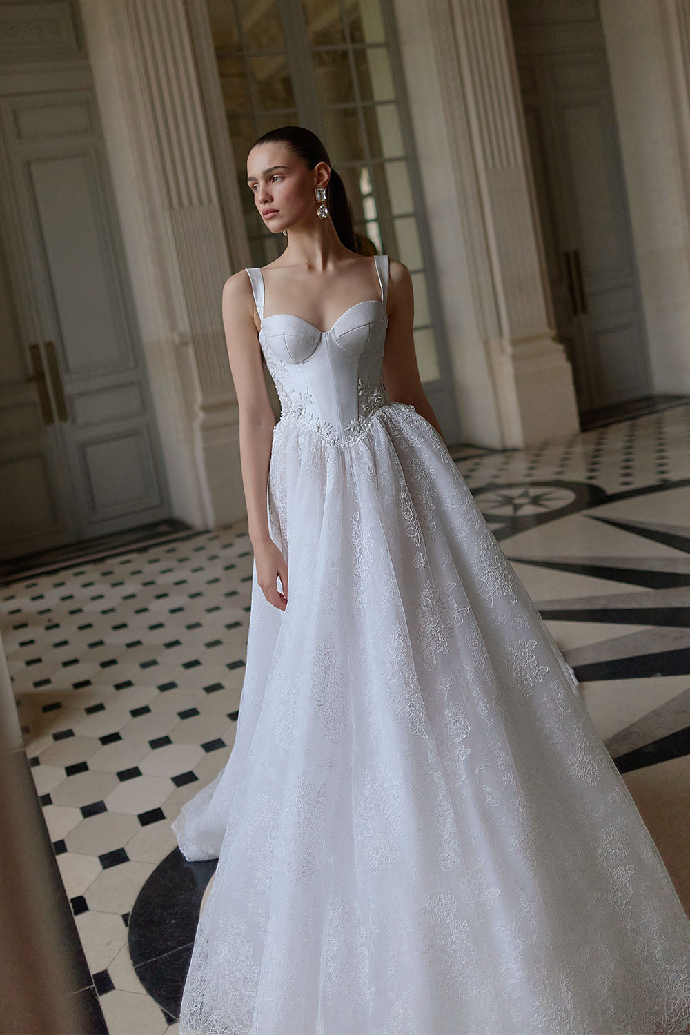 Wona Concept, Ondine, Contemporary Basque-Waist Lace A-Line Gown | Esposa