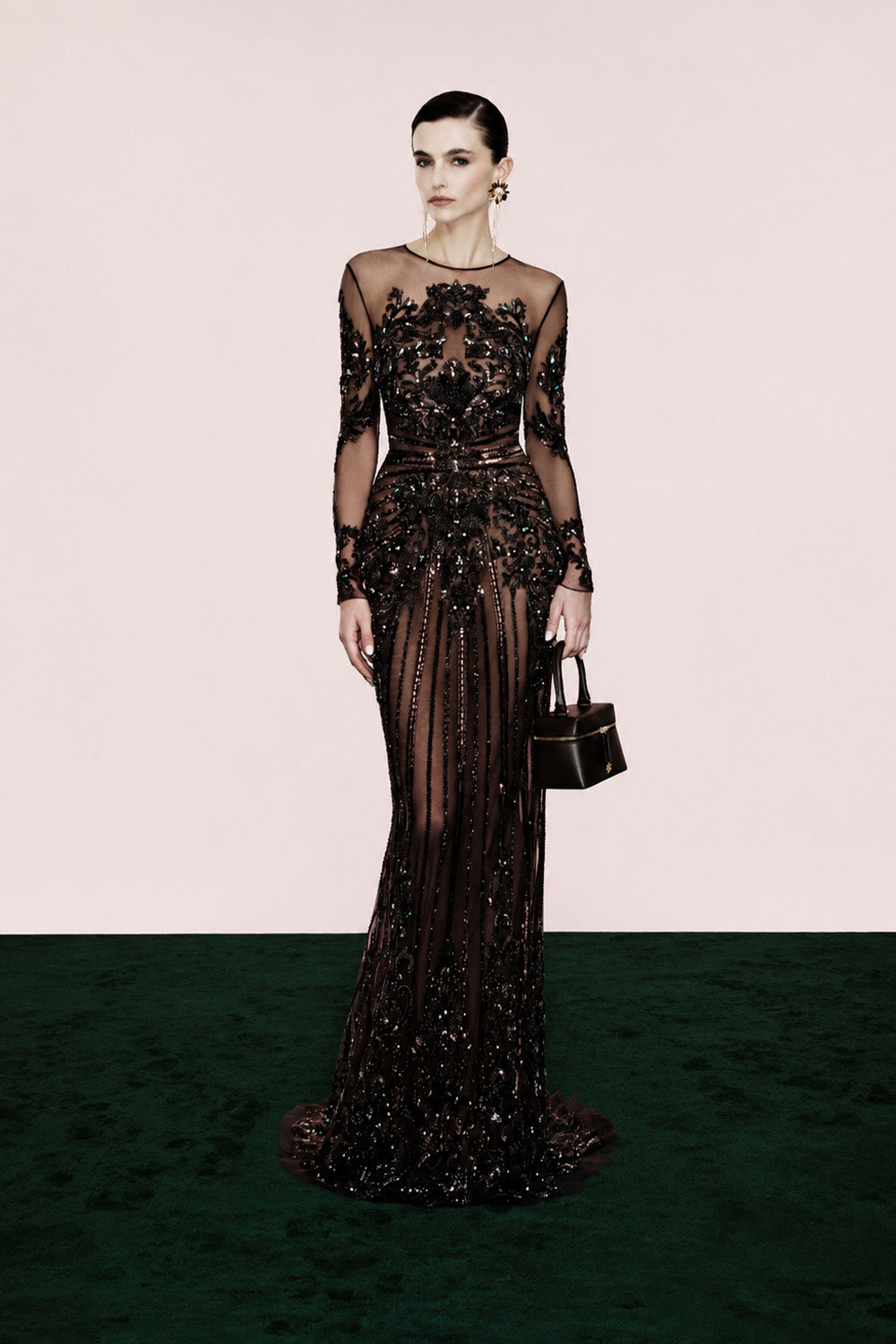 Zuhair Murad, Embellished Illusion Long Sleeve Gown | Esposa