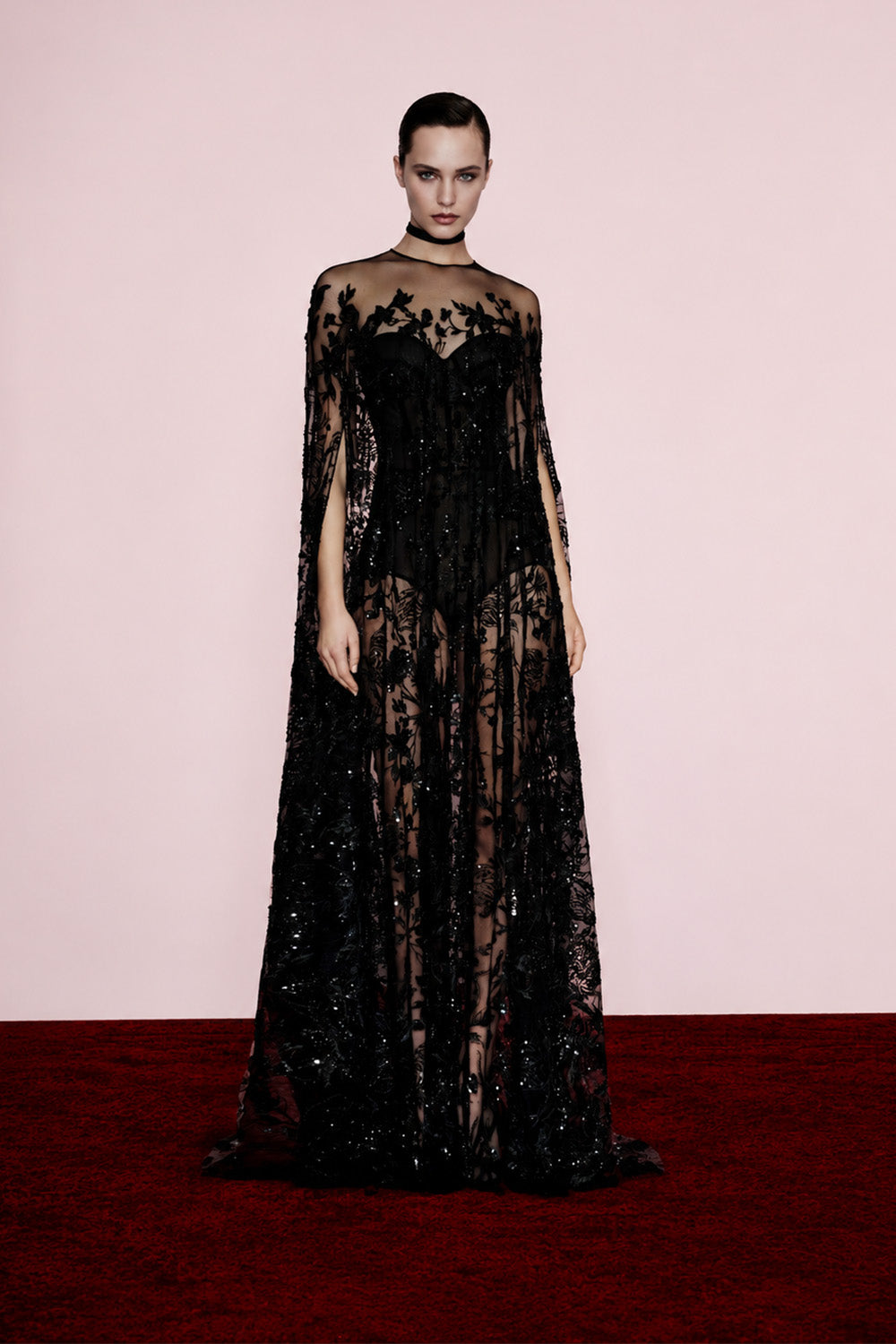 Zuhair Murad, Floral-Embroidered Cape Gown | Esposa