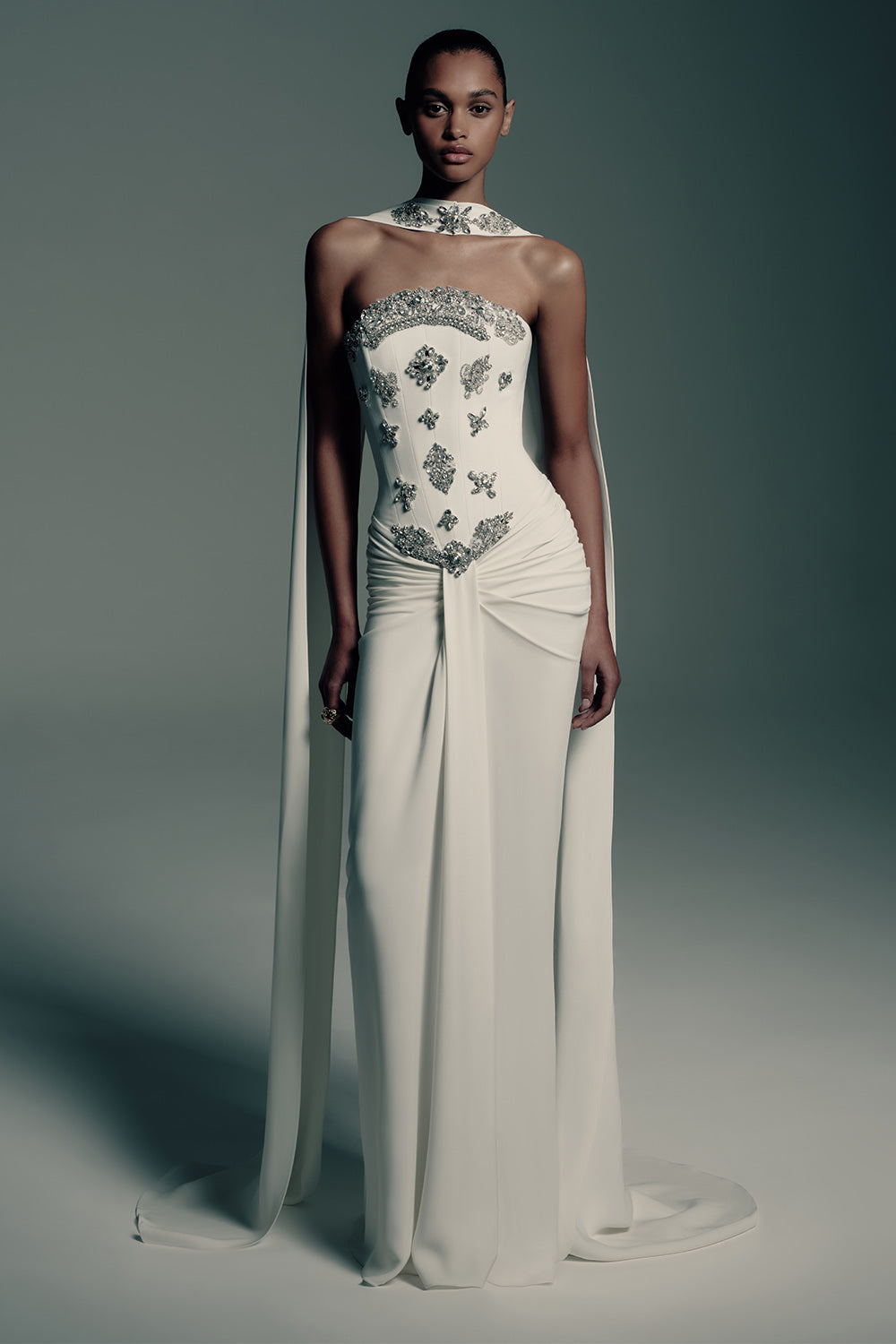 Zuhair Murad, Strapless Embellished Corset Straight Gown | Esposa