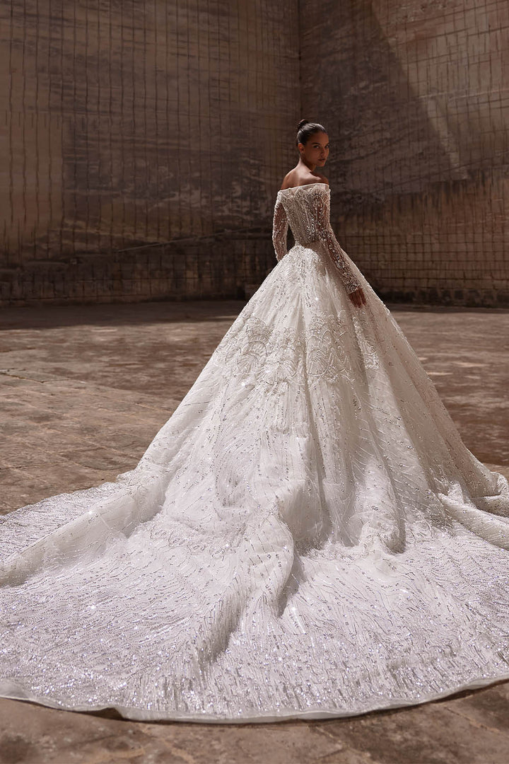 Milla Nova, Vendela, Beaded Sleeved Gown | Esposa