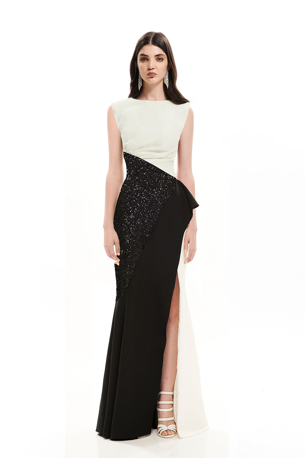 Avaro Figlio, Asymmetric Sequin Column Gown | Esposa