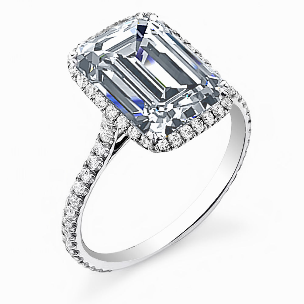 emerald cut halo engagement rings uk
