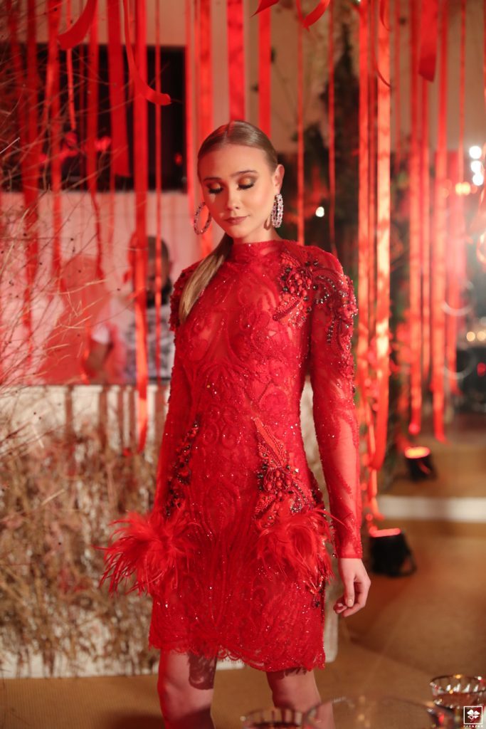 Red Evening Dress Embroidery at Esposa Prive