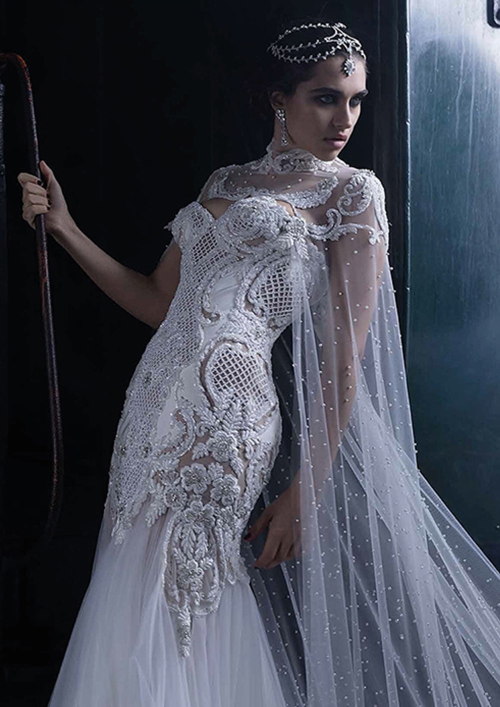 bridal-gown-with-cape-wedding-trends