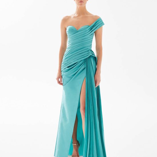 Blue Dress on a Women with Slit for Wedding