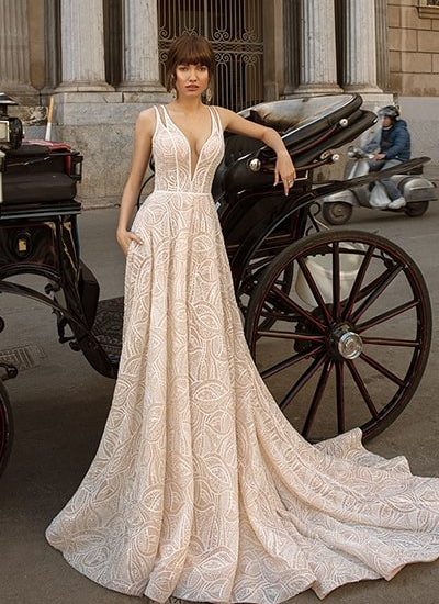 straight ivory bridal gown