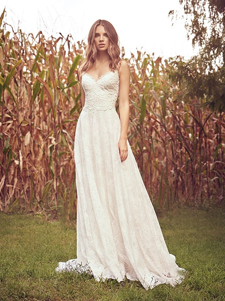 bohemian style bridal gown