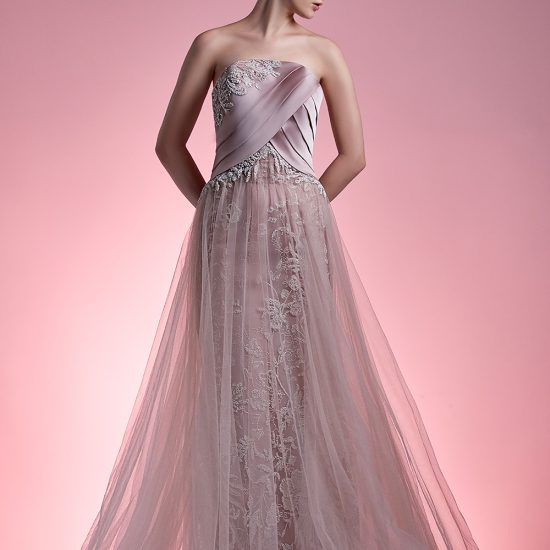 tulle pink evening gown