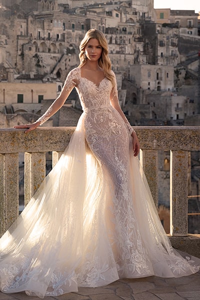 overskirt wedding gown