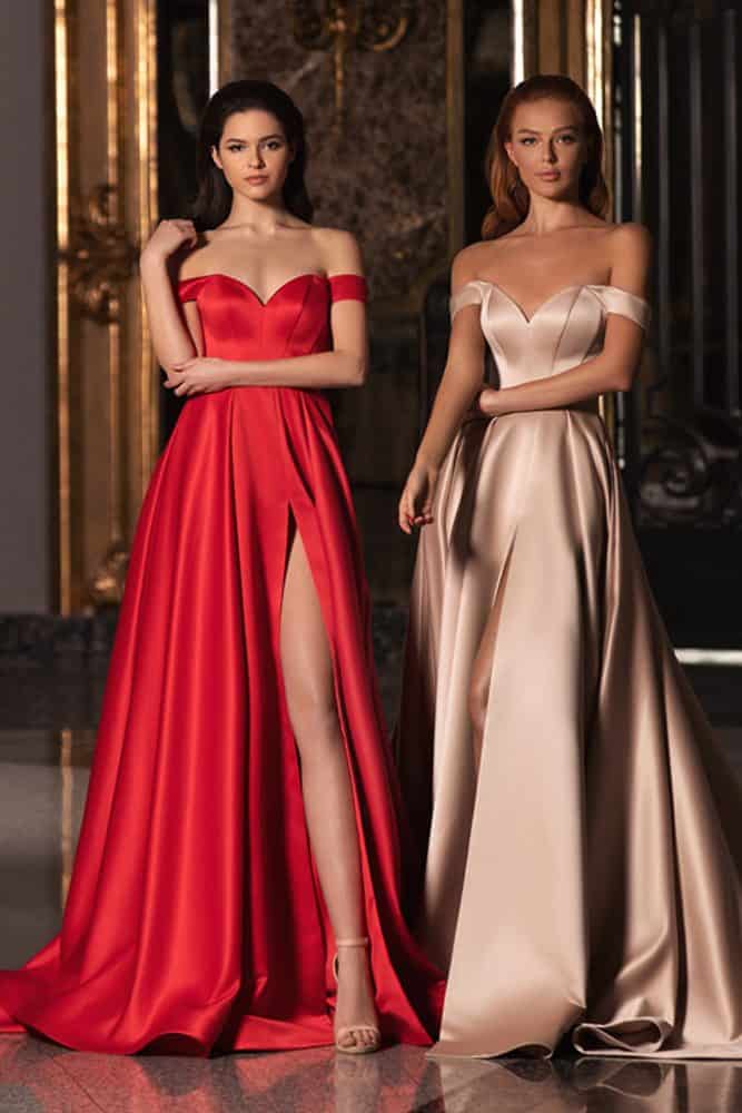 Evening Dress One Gold and One Red