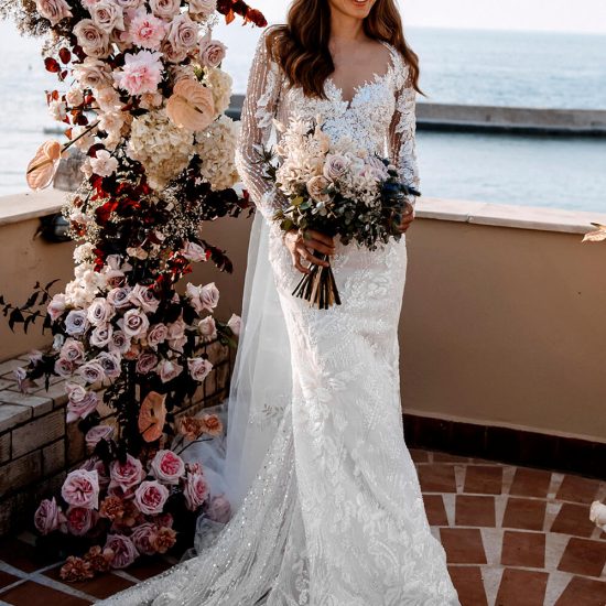 mermaid wedding gown with flowers