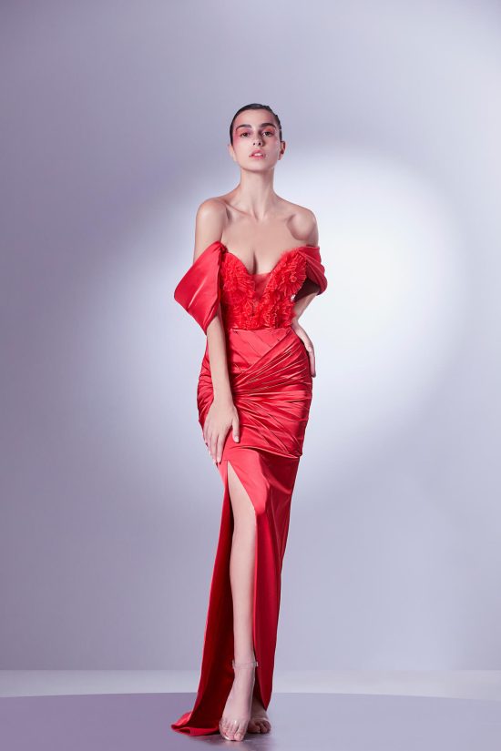 Red slit dress