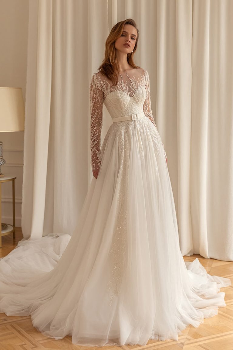 illusion bodice bridal gown