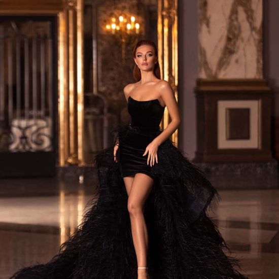 short black dress with overskirt