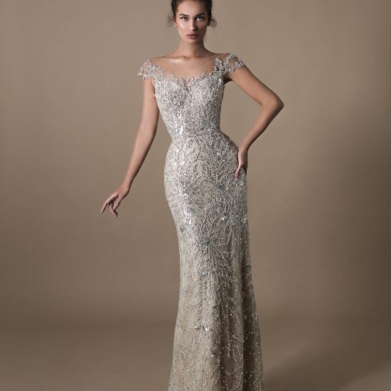 silver long mermaid dress