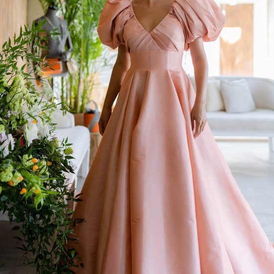 long pink evening dress