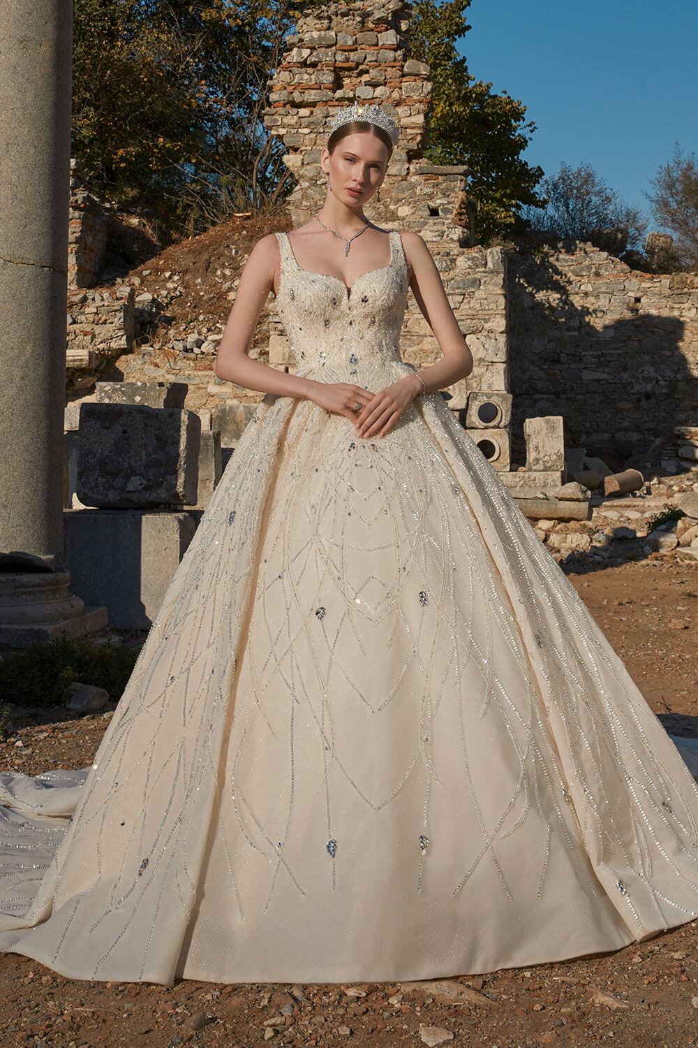 ball gown with thick straps
