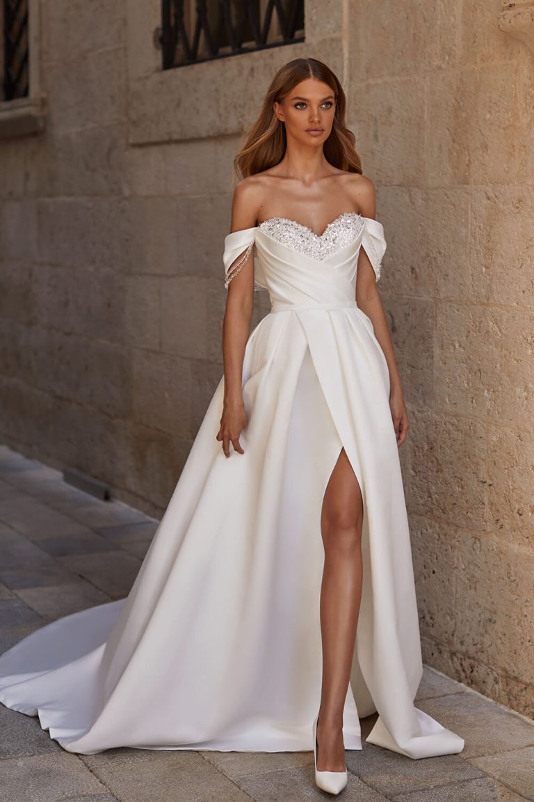 off the shoulders wedding gown
