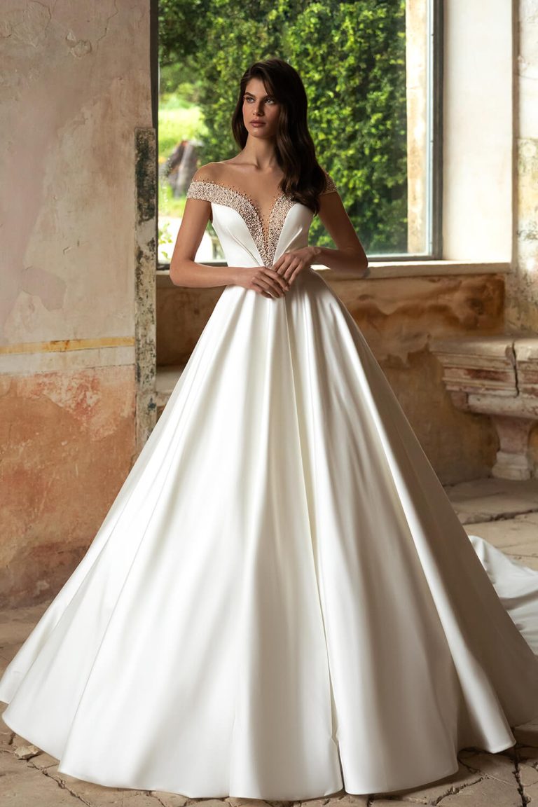 Simple satin ball gown