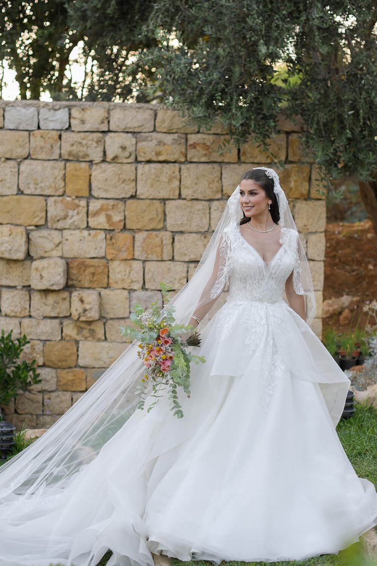 white bridal ball gown