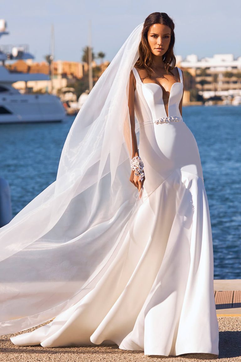 off white straight wedding dress