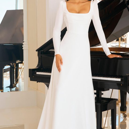 Straight Wide Dress Bride on Piano