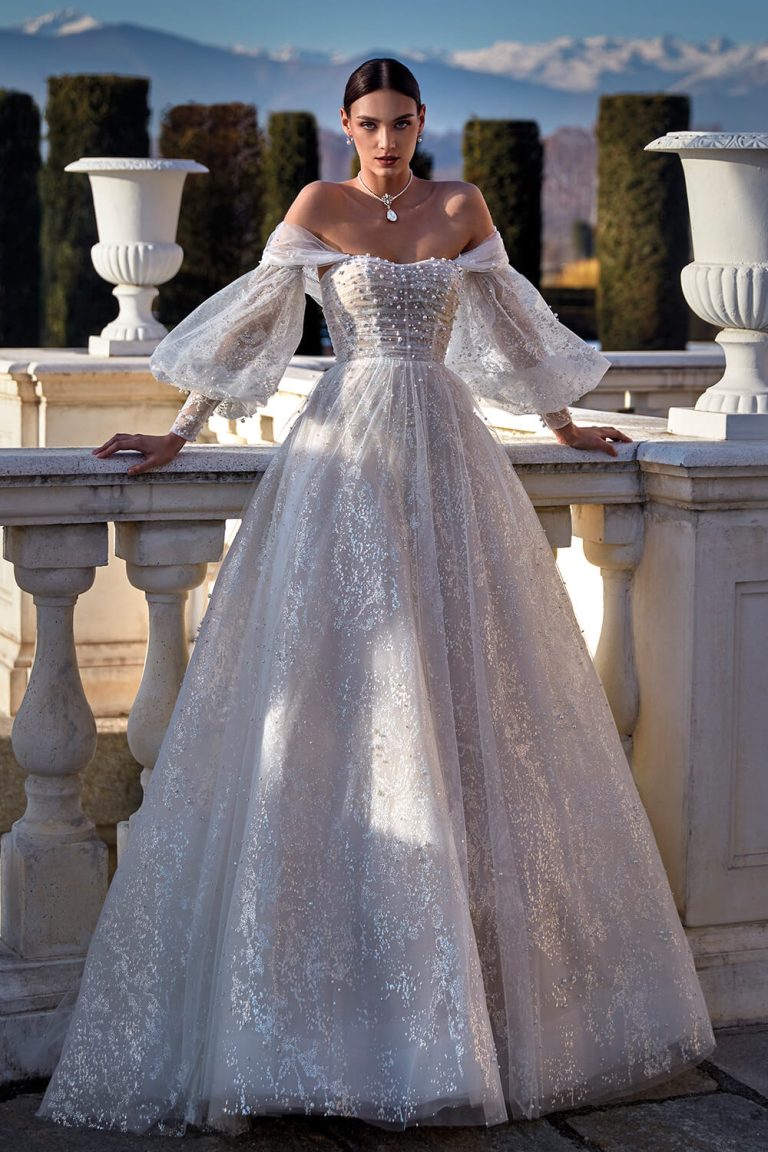 princess dress with long sleeve off the shoulder