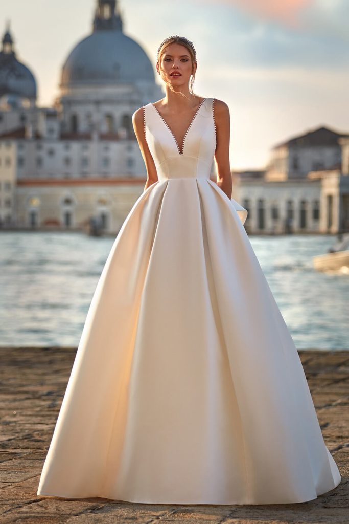 simple dress with beaded details beach wedding dresses