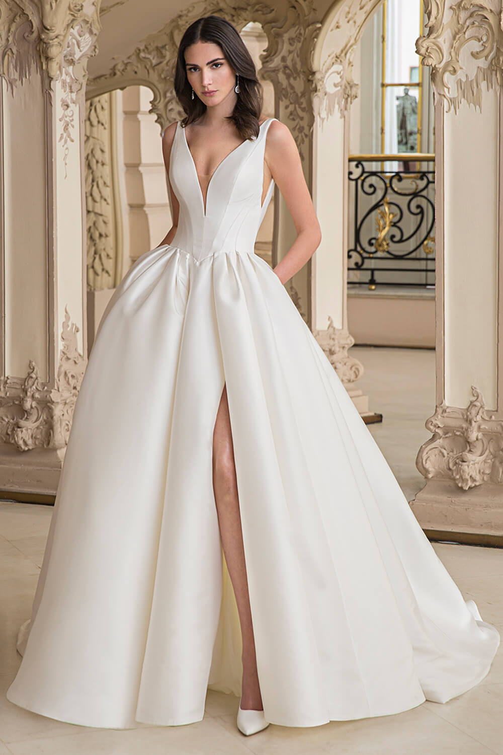 A-line gown with side slit