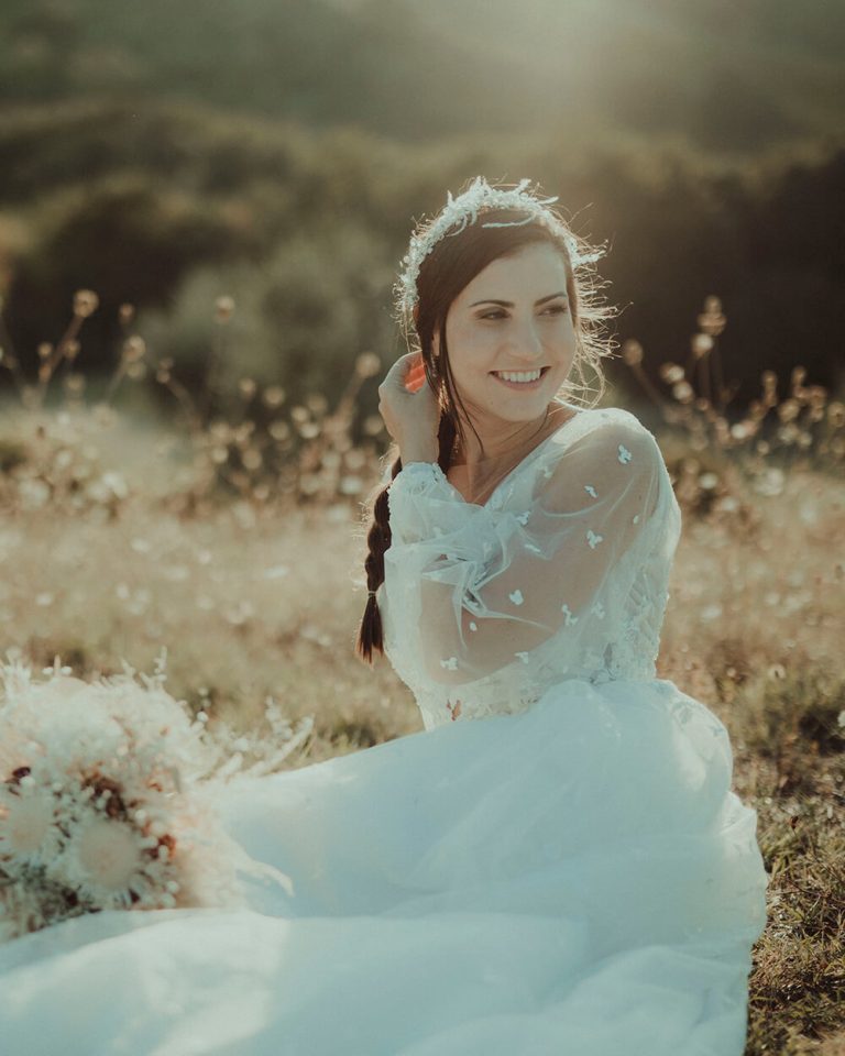 bride in the field