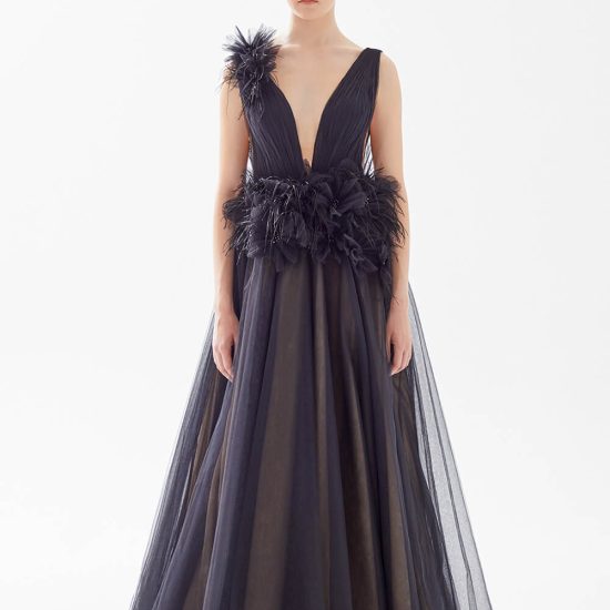 Tulle Dress with Feather