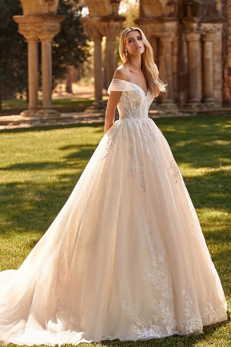 benita off-the-shoulder ball gown
