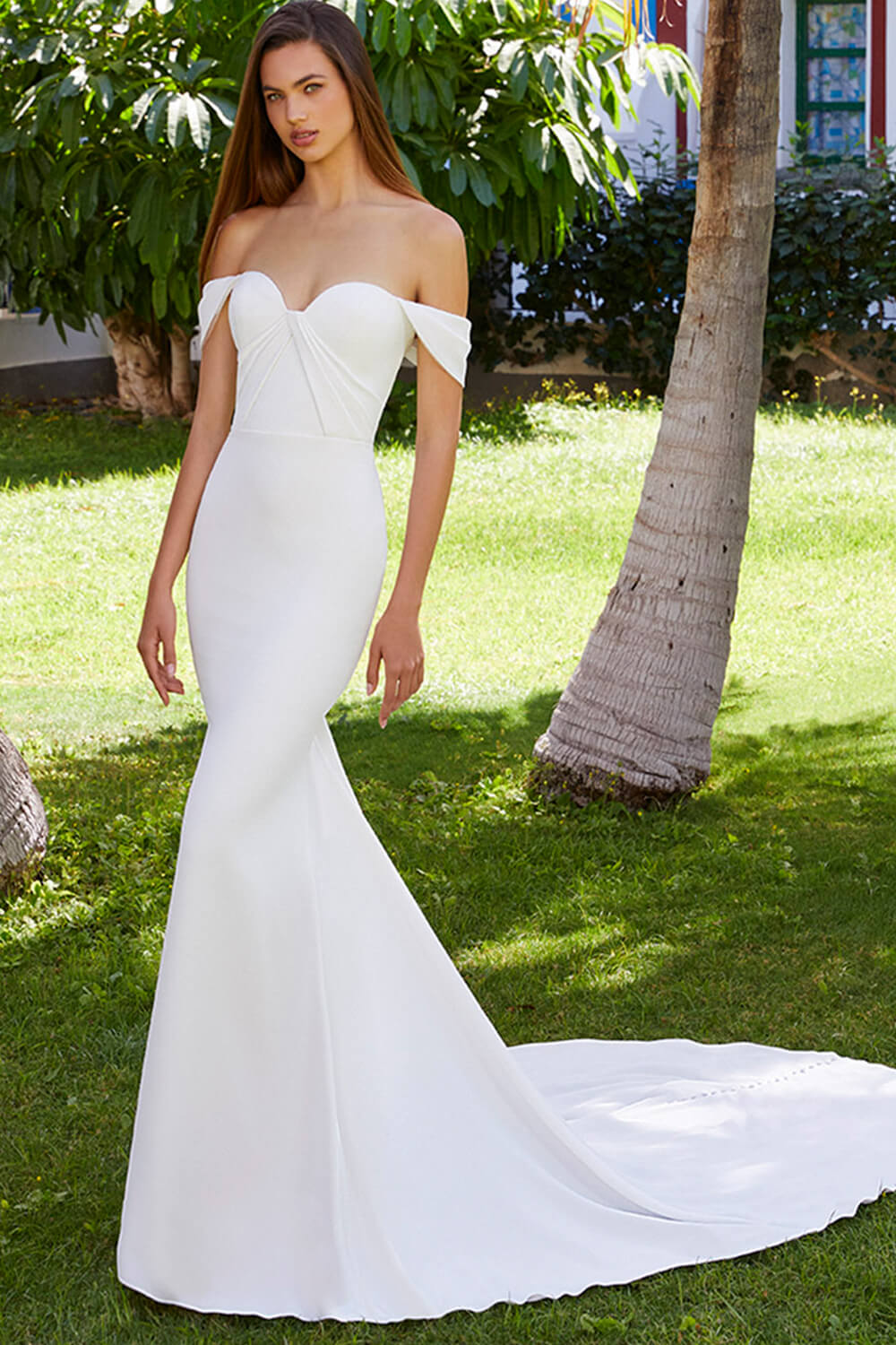 mermaid off-the-shoulder gown