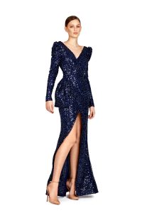 HC22013 | Shiny Long Sleeved Dress