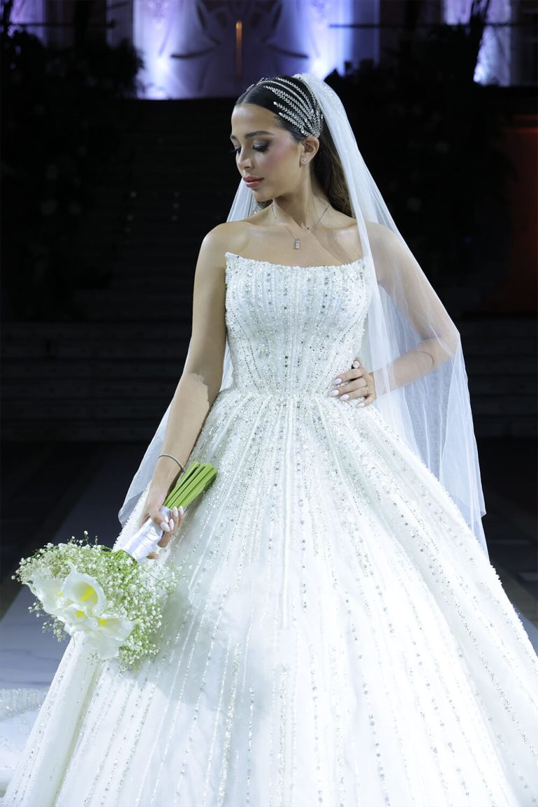 Ball gown with silver beadings