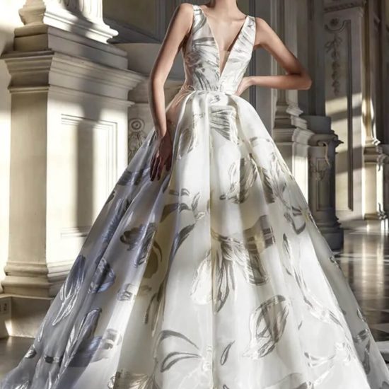 patterned wedding dress