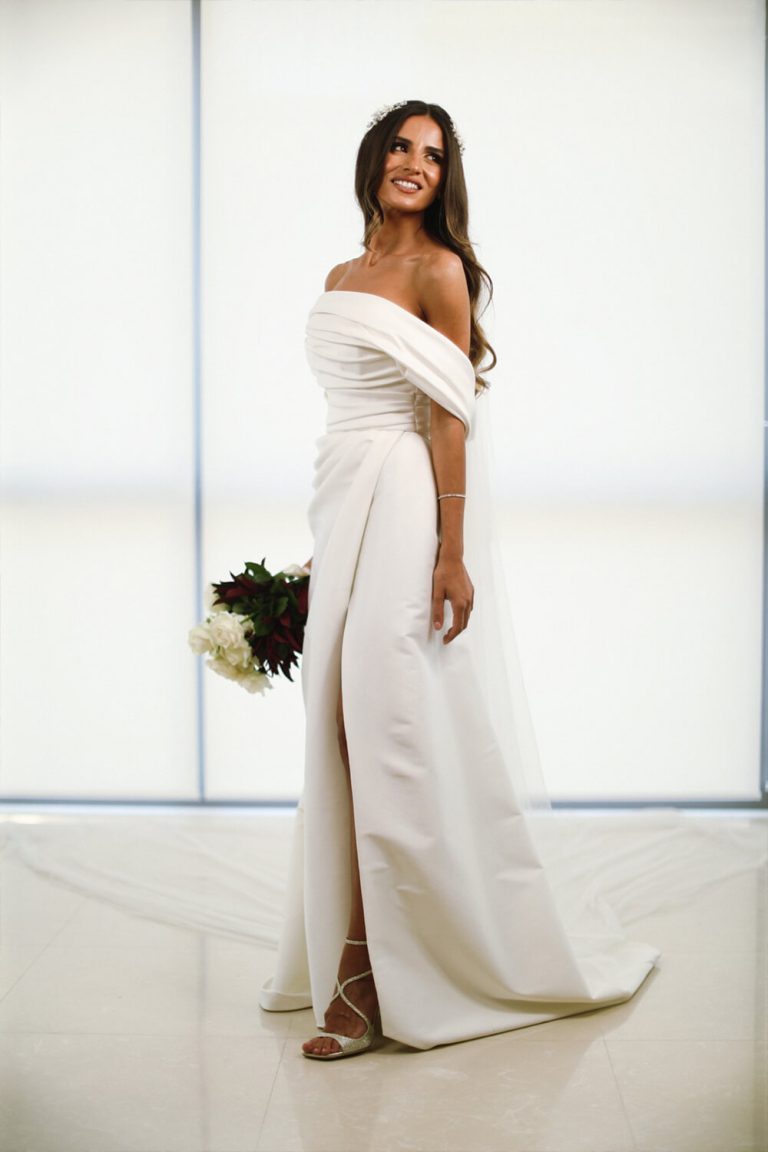 Simple straight white gown