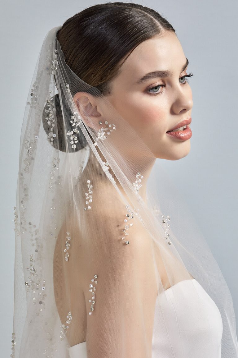 simple beaded bridal veil