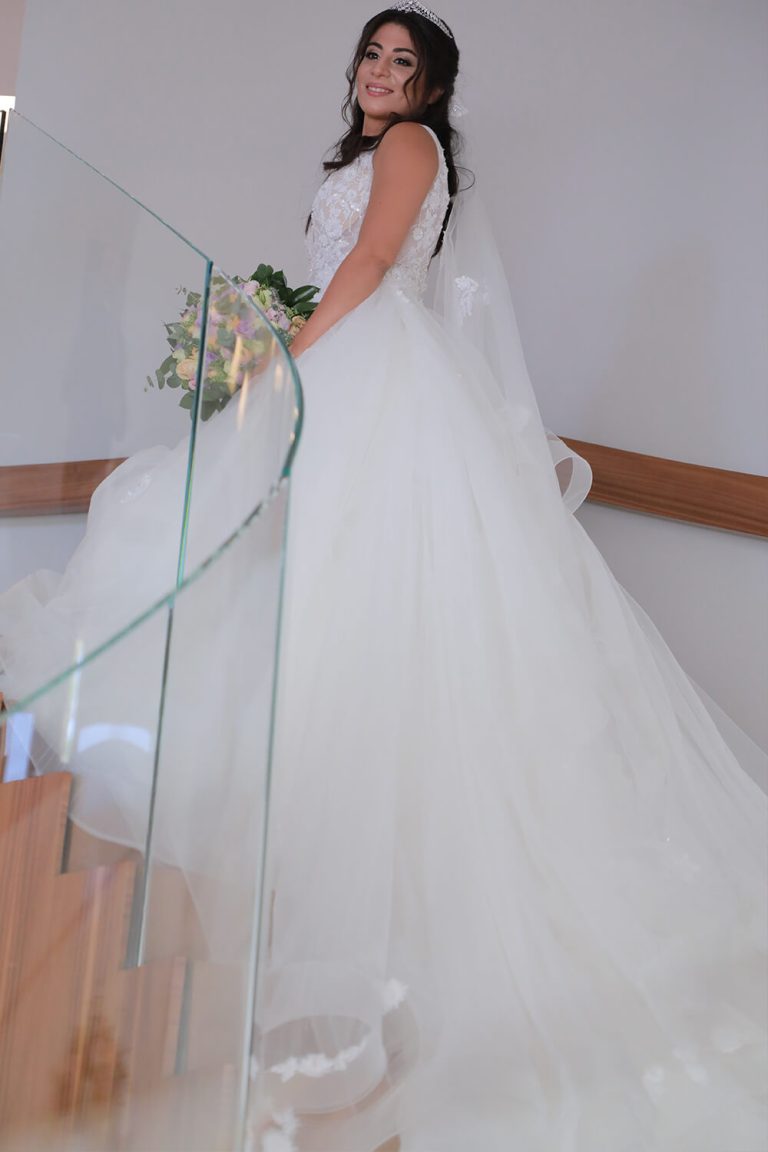 tulle wedding gown